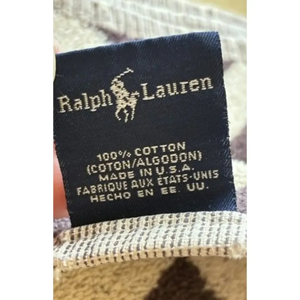 Vtg 80s Ralph Lauren Bath Towels Lot 3 Chevron Geometric Aztec Brown 27x48’ USA